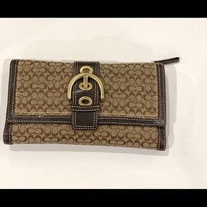 Coach Signature Trifold Brown Wallet